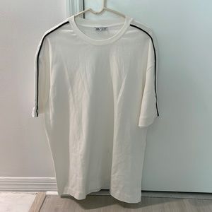 Zara white t-shirt with black stripes, size L